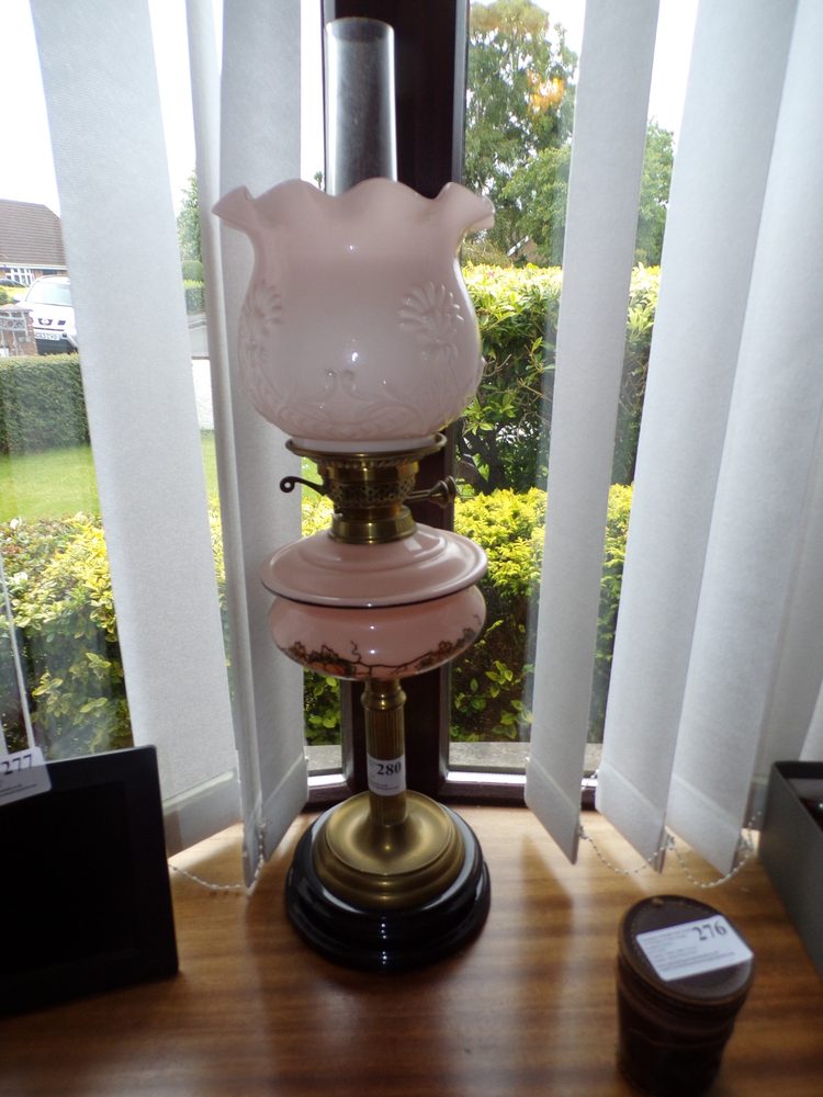 Victorian brass-based oil lamp
