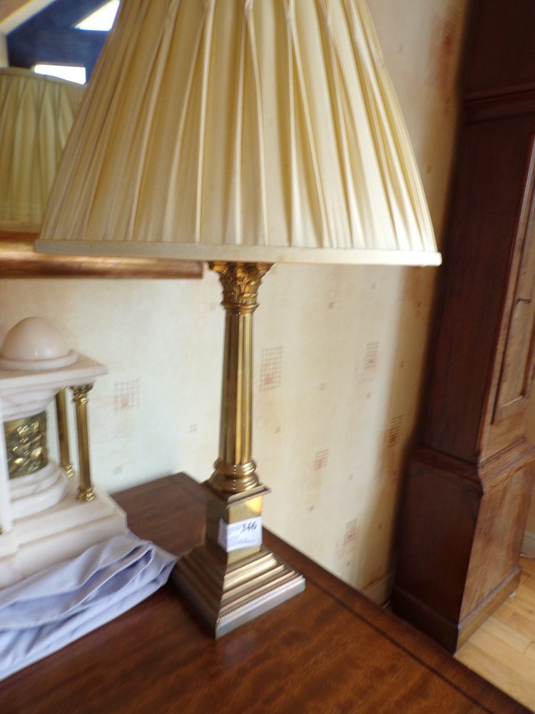 Corinthian brass pillared table lamp
